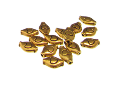 (image for) 10 x 8mm Heart Gold Metal Spacer Bead, approx. 15 beads