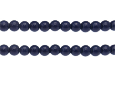 8mm Navy Solid Color Glass Bead, approx. 49 beads