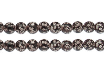 10mm Brown Spot Marble-Style Glass Bead, approx. 18 beads