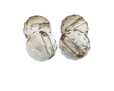 20mm Silver Faceted Glass Bead, 4 beads