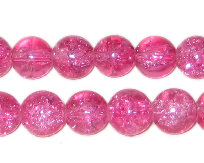 10mm Fuchsia Crackle Glass Beads, approx. 21 beads