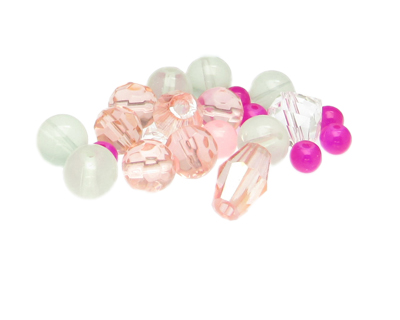 Approx. 1oz. Passion Pink Designer Glass Bead Mix