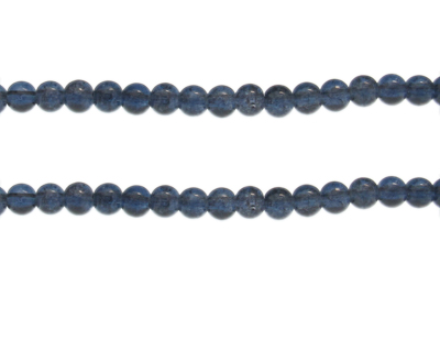 6mm Dark Midnight Crackle Glass Bead, approx. 74 beads