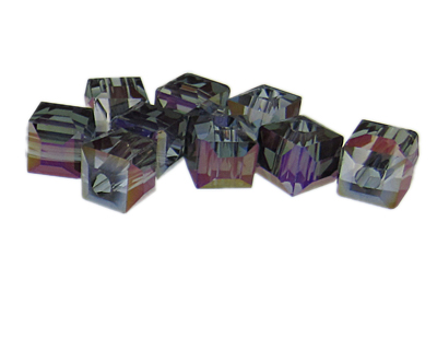 12mm Luster Faceted Glass Cube Bead, 8 beads