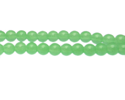 8mm Green Brush Jade-Style Glass Bead, approx. 55 beads