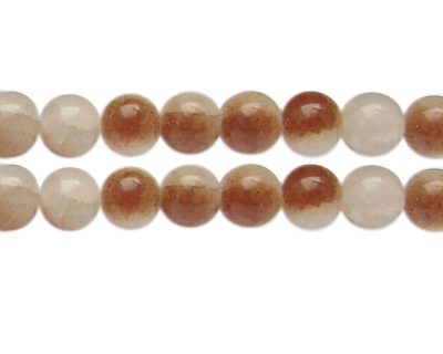 12mm Brown/Gray Duo-Style Glass Bead, approx. 14 beads