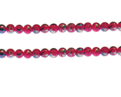 6mm Fuchsia Fun Abstract Glass Bead, approx. 29 beads