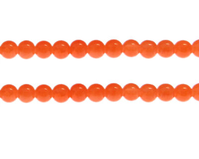 8mm Neon Orange Gemstone-Style Glass Bead, approx. 37 beads