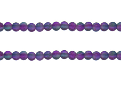 6mm Turq/Purple Crackle Frosted Duo Bead, approx. 46 beads