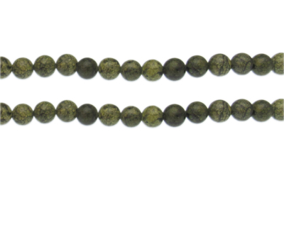 6mm Dark Green Gemstone Bead, approx. 30 beads