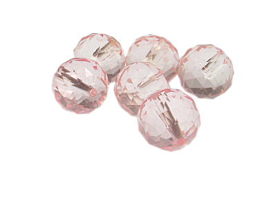 14mm Pink Faceted Glass Bead, 6 beads