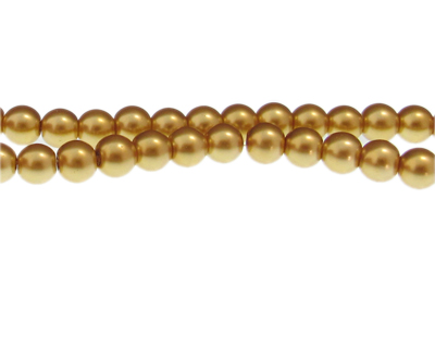 8mm Gold Glass Pearl Bead, approx. 56 beads