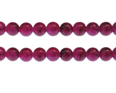 (image for) 10mm Crimson Marble-Style Glass Bead, approx. 22 beads - Click Image to Close