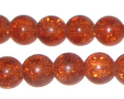 (image for) 12mm Light Brown Crackle Glass Bead, 8" string, approx. 18 beads - Click Image to Close