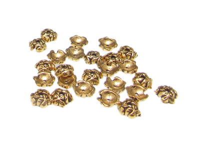 6mm Metal Gold Bead Cap, approx. 25 caps