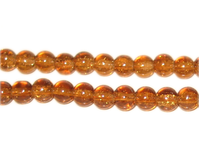 (image for) 6mm Light Brown Round Crackle Glass Bead, approx. 74 beads - Click Image to Close