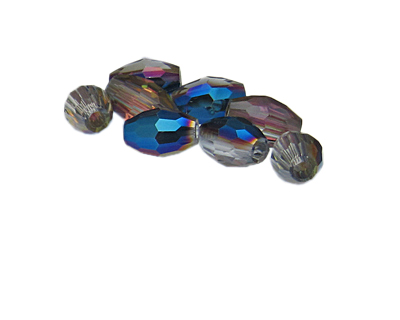 14 x 8mm Half Blue Faceted Bicone Glass Bead, 8 beads
