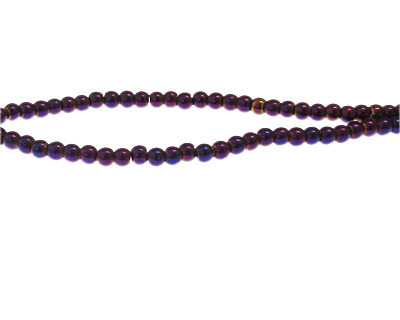 4mm Purple Electroplated Glass Bead, 11" string 4mm Purple Electroplated Glass Bead, 11" string