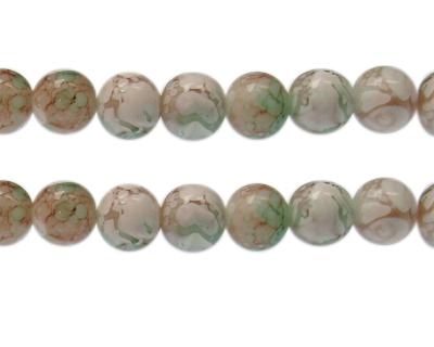12mm Jungle Swirl Marble-Style Glass Bead, approx. 14 beads
