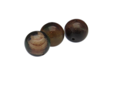16mm Brown Line Agate Gemstone Bead, 3 beads