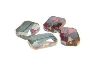 20 x 14mm Luster Faceted Glass Rectangle Bead, 4 beads