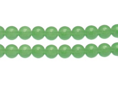 10mm Green Brush Jade-Style Glass Bead, approx. 21 beads