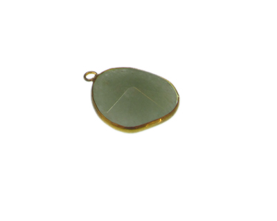 24 x 22mm Green Aventurine Gold Gemstone Pendant