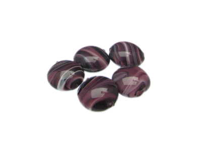 16mm Purple Striped Lampwork Glass Bead, 5 beads 16mm Purple Striped Lampwork Glass Bead, 5 beads