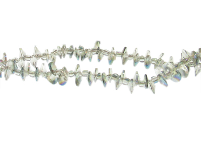 (image for) 6 x 3mm Ivory/Silver Faceted Glass Bead, 18" string, side-drill - Click Image to Close