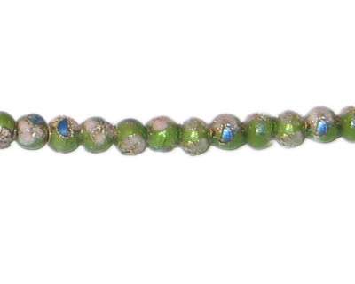 (image for) 4mm Apple Green Round Cloisonne Bead, 10 beads