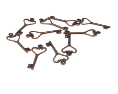 26 x 10mm Key Copper Metal Charm, 10 charms