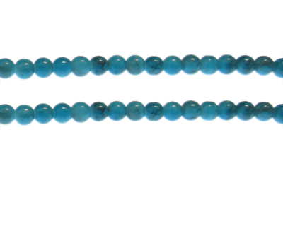 6mm Turquoise Marble-Style Glass Bead, approx. 72 beads