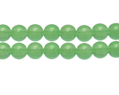 12mm Green Brush Jade-Style Glass Bead, approx. 17 beads