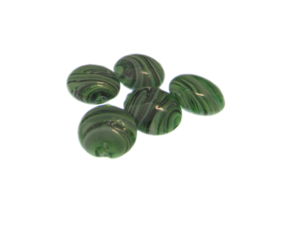 16mm Green Pattern Lampwork Glass Bead, 5 beads 16mm Green Pattern Lampwork Glass Bead, 5 beads