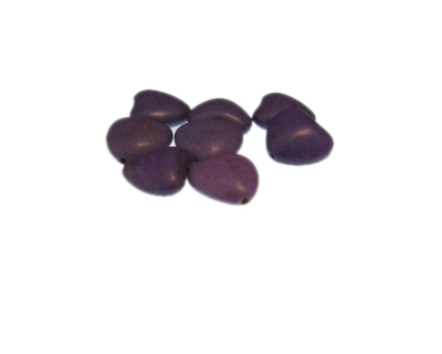 14mm Purple Dyed Turquoise Heart Bead, 8 beads