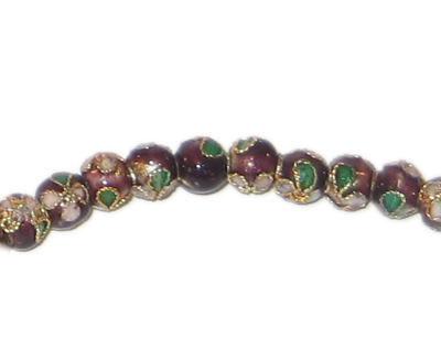 (image for) 6mm Maroon Round Cloisonne Bead, 7 beads