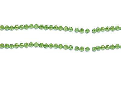 4 x 3mm Green AB Finish Faceted Rondelle Bead, 8" string