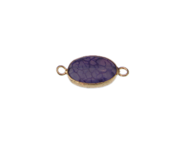 20 x 14mm Purple Gold Gemstone Oval Link