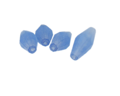 (image for) 30 x 12mm Matte Sky Blue Faceted Bicone Glass Bead, 4 beads