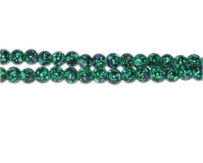 (image for) 6mm Green Spot Marble-Style Glass Bead, approx. 45 beads