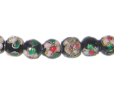 (image for) 8mm Black Round Cloisonne Bead, 6 beads