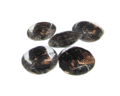 26mm Black Splatter Lampwork Glass Bead, 5 beads