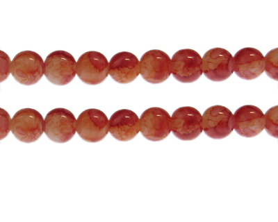 10mm Orange Marble-Style Glass Bead, approx. 21 beads