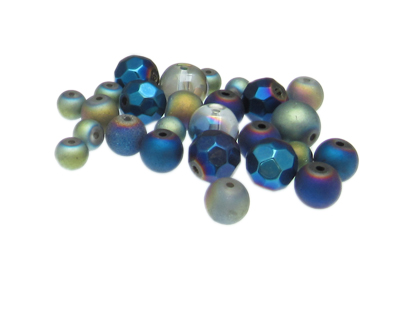 Approx. 1oz. Vibrant Blue Designer Glass Bead Mix