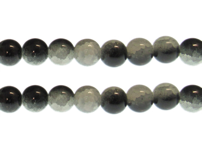 (image for) 12mm Black/Gray Duo-Style Glass Bead, approx. 14 beads - Click Image to Close