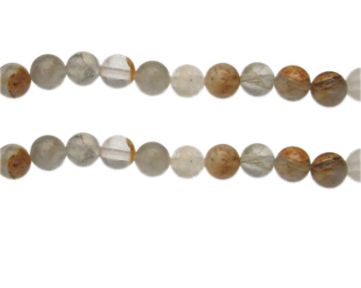 8mm Gray/Brown/White Gemstone Bead, approx. 23 beads
