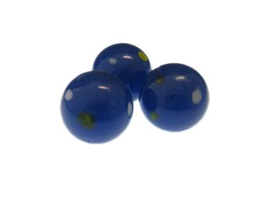 24mm Turquoise Dot Lampwork Glass Bead, 1 bead, NO Hole