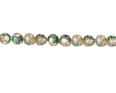 4mm Emerald Round Cloisonne Bead, 10 beads