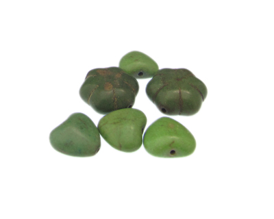 Green Dyed Turquoise Heart/Flower Bead Mix, 6 beads Green Dyed Turquoise Heart/Flower Bead Mix, 6 beads