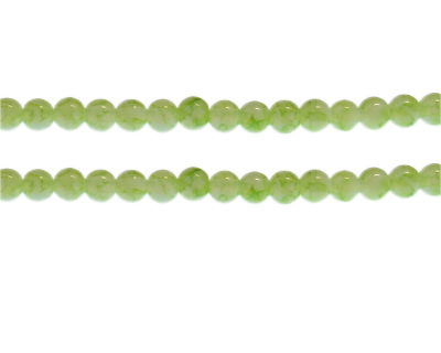 6mm Lime Green Marble-Style Glass Bead, approx. 68 beads